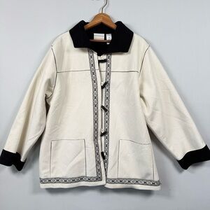 Alfred Dunner Faux Suded Cream and Black  Jacket, Size 16W